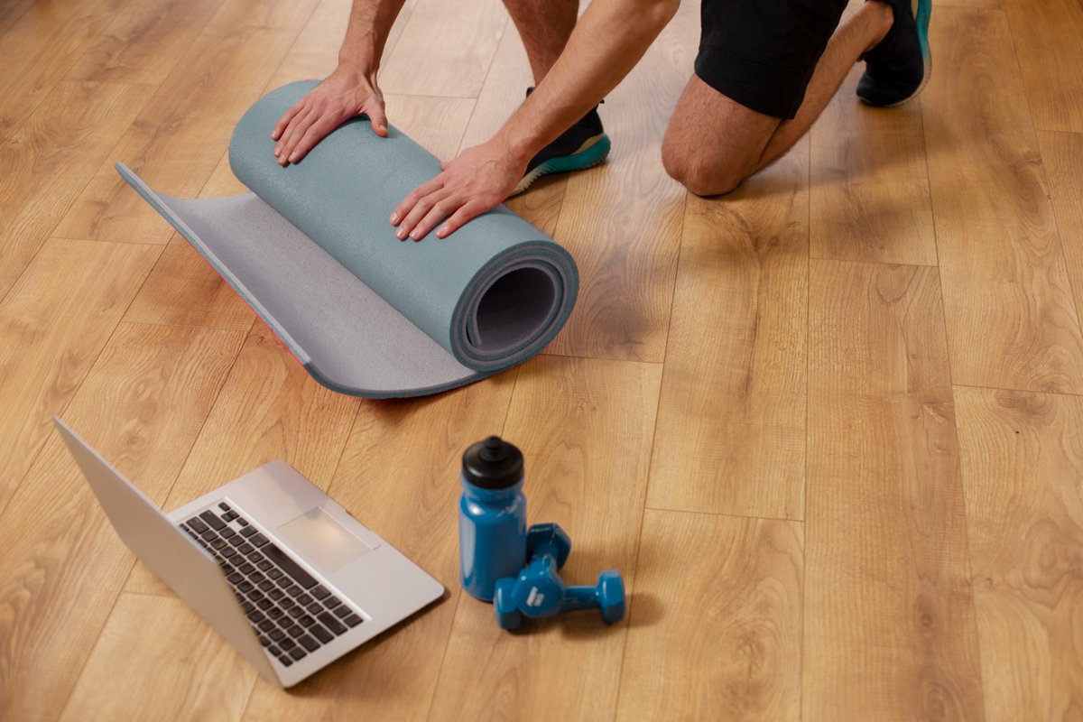 woman doing yoga on a vinyl flooring