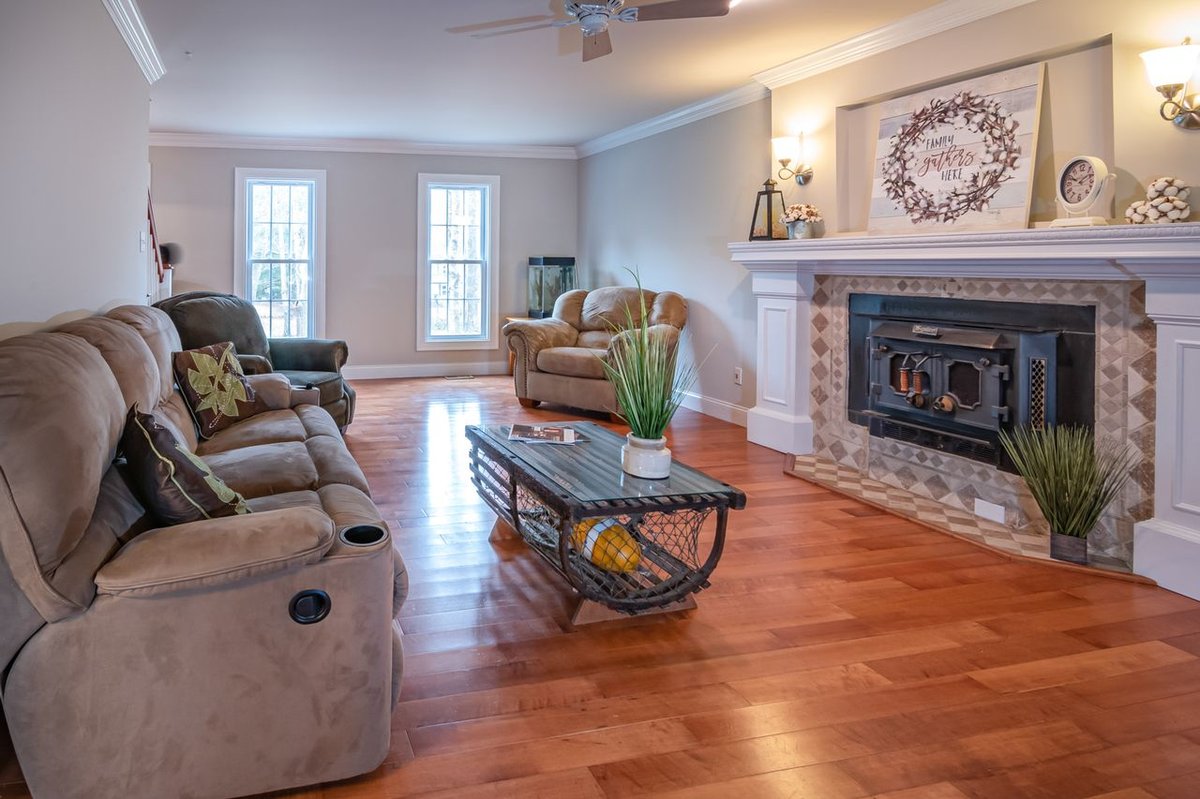 inside a cozy home with wooden floors
