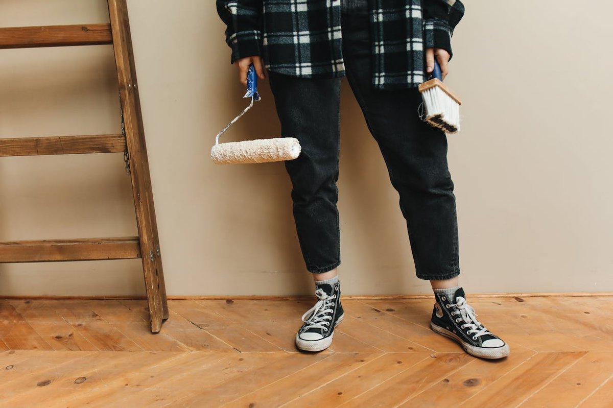 woman on floor with rolling brush