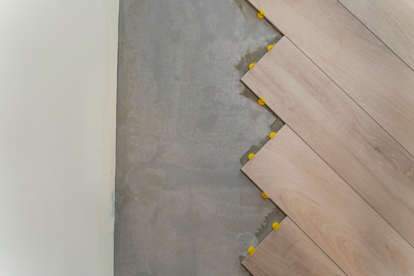 Top view tiling floor concept